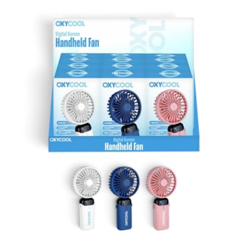 Wholesale Digital Screen Handheld Fan with Phone Stand 24cm CDU | Wholesale Direct