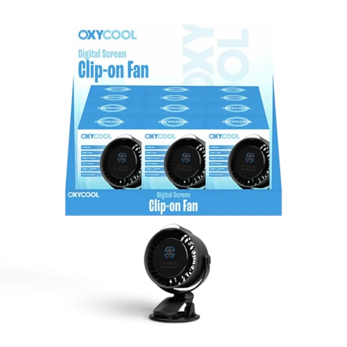 Wholesale Digital Screen Clip on Fan 18cm CDU | Wholesale Direct