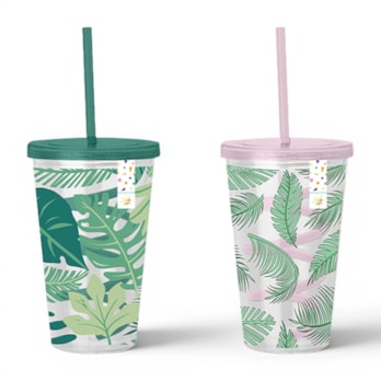 Wholesale Summer Party Leaf Cup & Swirly Straw | Wholesale Direct