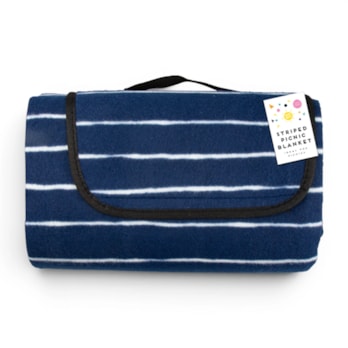 Wholesale Navy Stripe Foldable Picnic Blanket 130cm x 148cm | Wholesale Direct