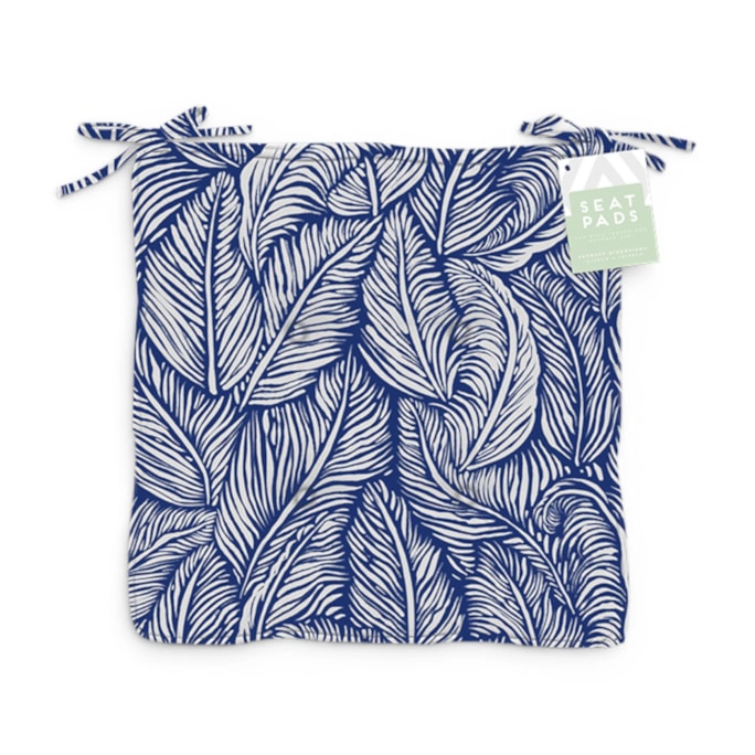 Wholesale Summer Leaf Navy Luxury Seat Pad with Ties | Wholesale Direct Wholesale Summer Leaf Navy Luxury Seat Pad with Ties | Wholesale Direct