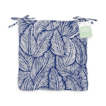 Wholesale Summer Leaf Navy Luxury Seat Pad with Ties | Wholesale Direct