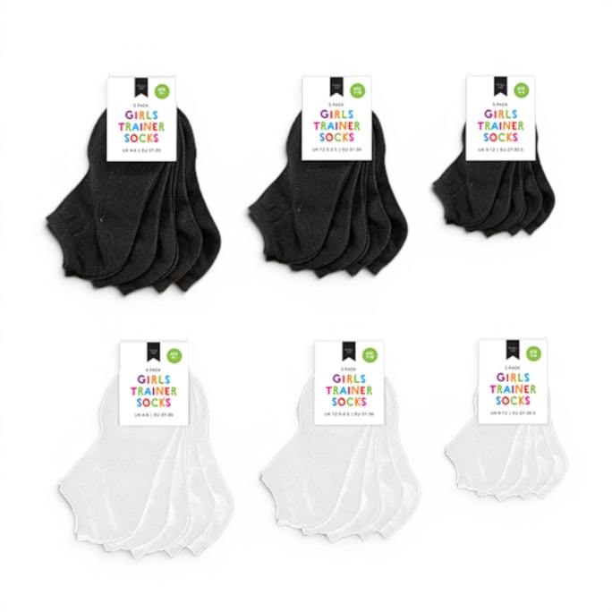 Wholesale Girls Plain Trainer Socks 5pk | Wholesale Direct