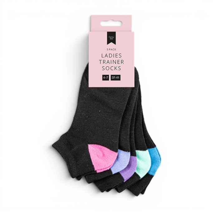 Wholesale Ladies Black Trainer Socks 5pk | Wholesale Direct Wholesale Ladies Black Trainer Socks 5pk | Wholesale Direct