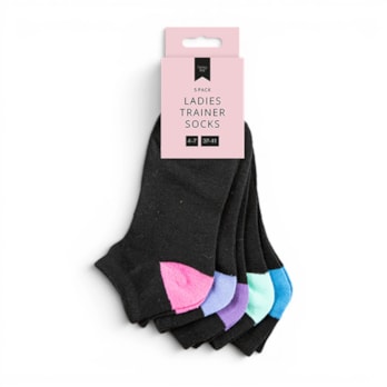 Wholesale Ladies Black Trainer Socks 5pk | Wholesale Direct