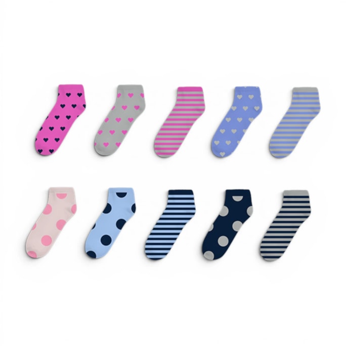 Wholesale Ladies Printed Trainer Socks 5pk | Wholesale Direct