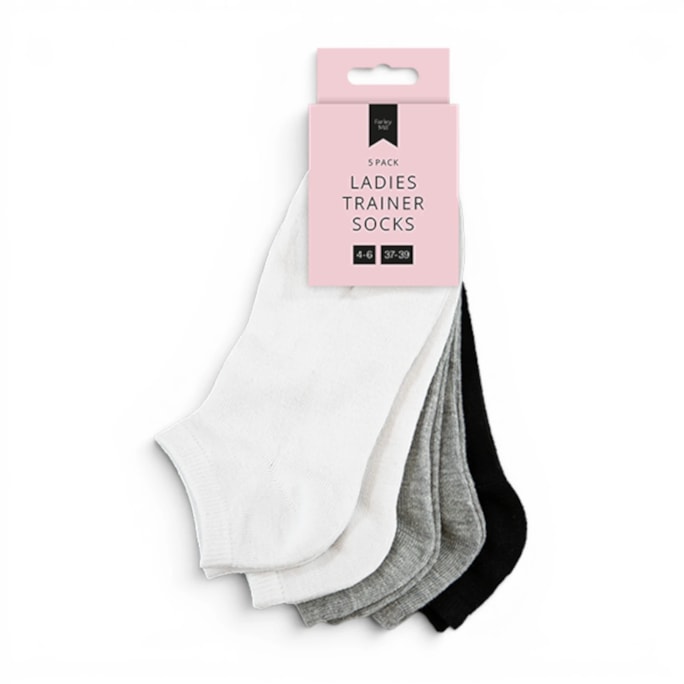 Wholesale Ladies Plain Trainer Socks 5pk | Wholesale Direct