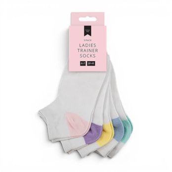 Wholesale Ladies White Trainer Socks 5pk | Wholesale Direct