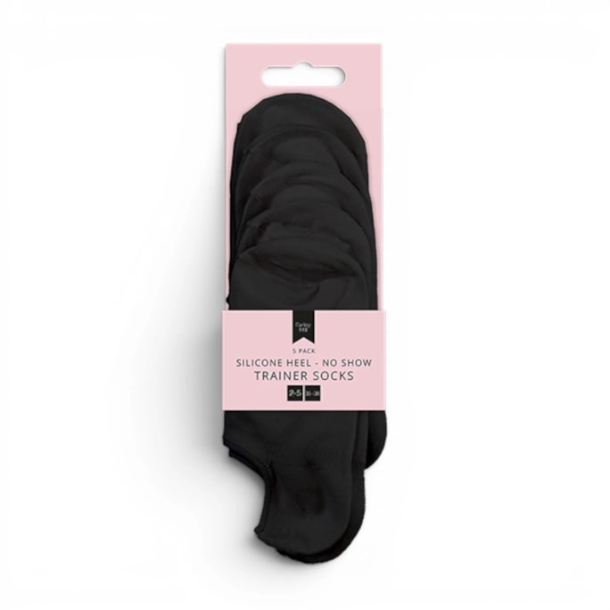 Wholesale Ladies No Show Trainer Socks with Silicone Heel 5pk | Wholesale Direct