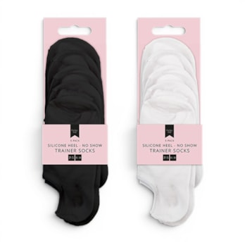 Wholesale Ladies No Show Trainer Socks with Silicone Heel 5pk | Wholesale Direct