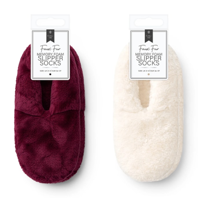 Wholesale Ladies Faux Fur Memory Foam Slipper Socks | Wholesale Direct