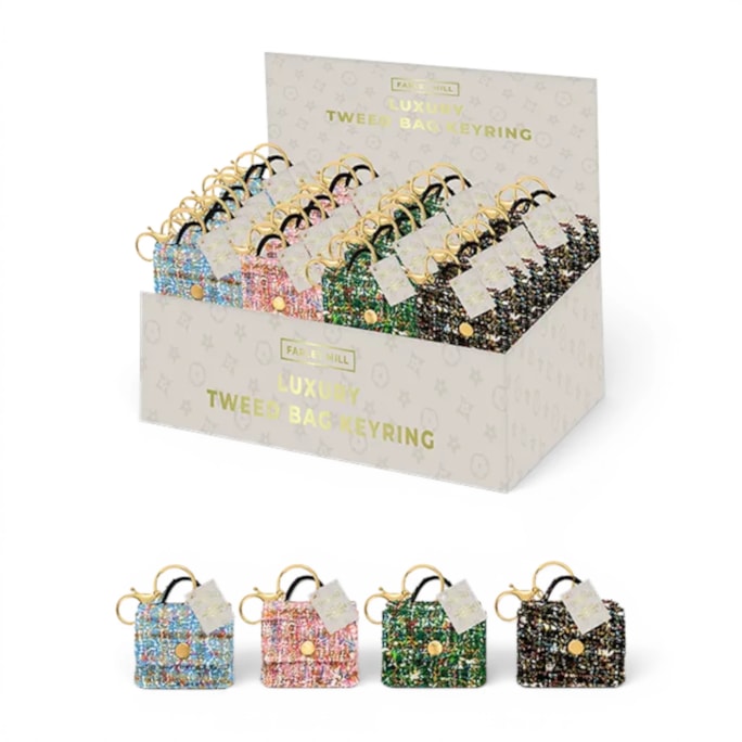 Wholesale Luxury Tweed Bag Keyring CDU | Wholesale Direct