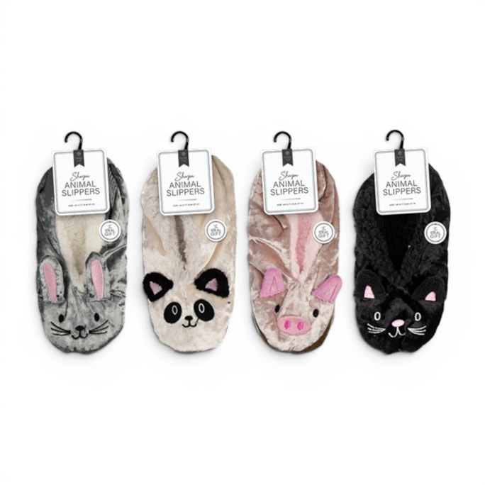Wholesale Ladies Sherpa Animal Slippers | Wholesale Direct