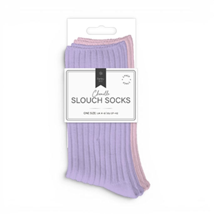 Wholesale Ladies Plain Chenille Ribbed Slouch Socks 2pk | Wholesale Direct