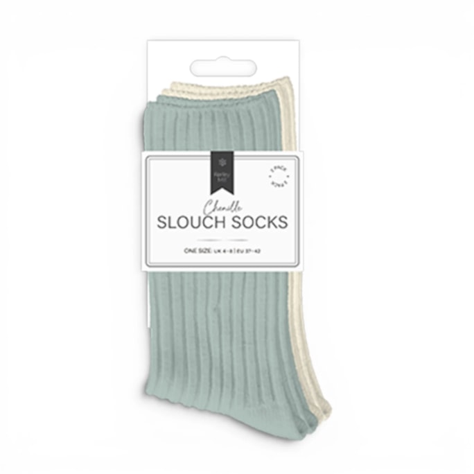 Wholesale Ladies Plain Chenille Ribbed Slouch Socks 2pk | Wholesale Direct