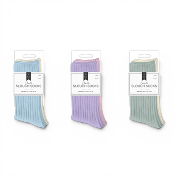Wholesale Ladies Plain Chenille Ribbed Slouch Socks 2pk | Wholesale Direct