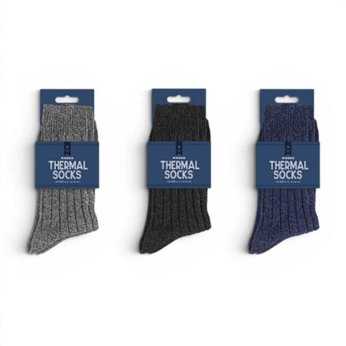 Wholesale Men's Plain Ribbed Thermal Socks with Wool 2pk | Wholesale Direct