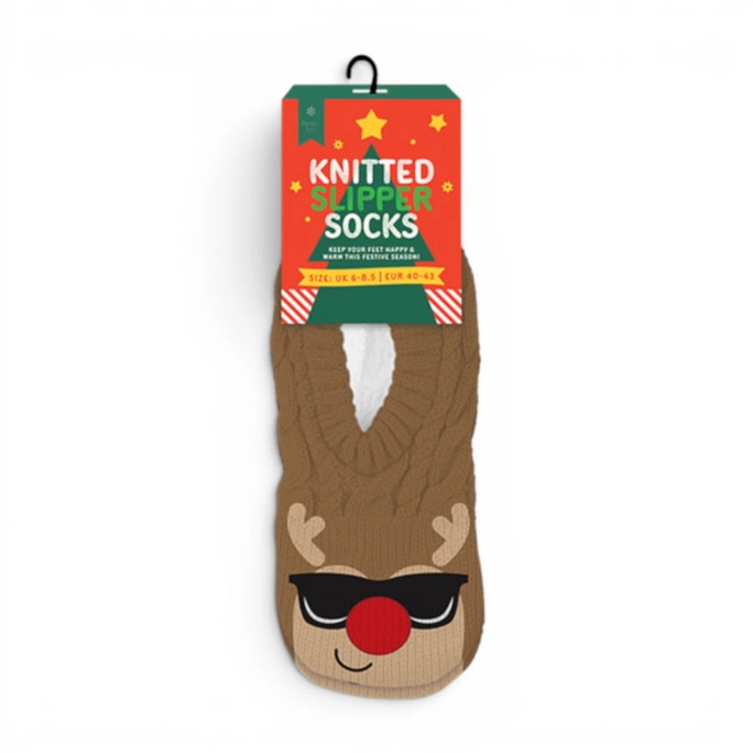 Wholesale Men's Christmas Novelty Knitted Slipper Socks with Fleece Lining | Wholesale Direct