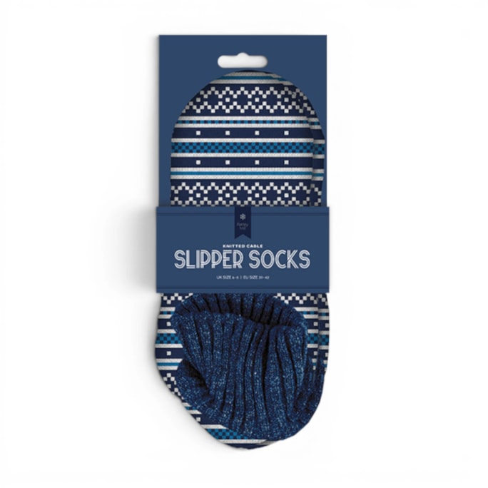 Wholesale Men's Pattern Knitted Cable Slipper Socks with Cuff | Wholesale Direct