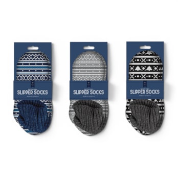 Wholesale Men's Pattern Knitted Cable Slipper Socks with Cuff | Wholesale Direct
