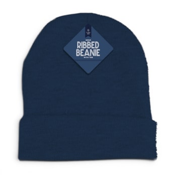 Wholesale Mens Ribbed Beanie with Tab | Wholesale Direct