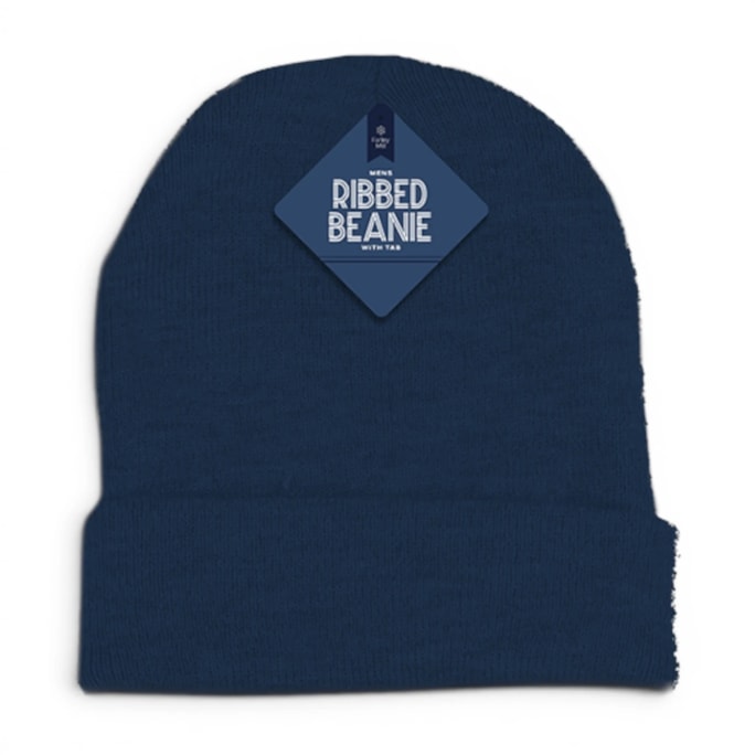 Wholesale Mens Ribbed Beanie with Tab | Wholesale Direct