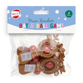 Wholesale Christmas Mini Reindeer Bat & Ball Game 6pk | Wholesale Direct Wholesale Christmas Mini Reindeer Bat & Ball Game 6pk | Wholesale Direct
