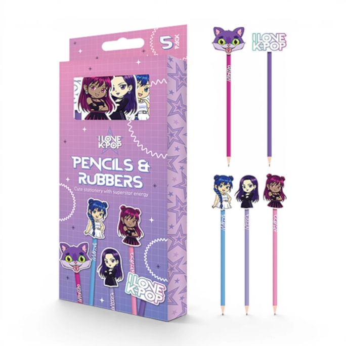 Wholesale Character Pencils & Rubbers 5pk | Wholesale Direct