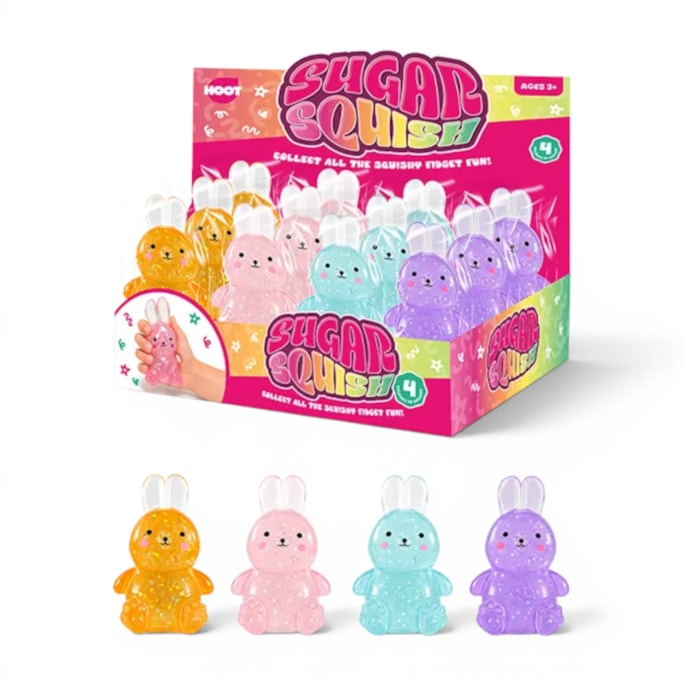 Wholesale Glitter Bunny Sugar Filled Squishy CDU | Wholesale Direct