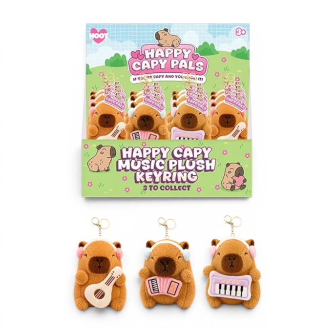 Wholesale Capybara Music Plush Keyring CDU | Wholesale Direct