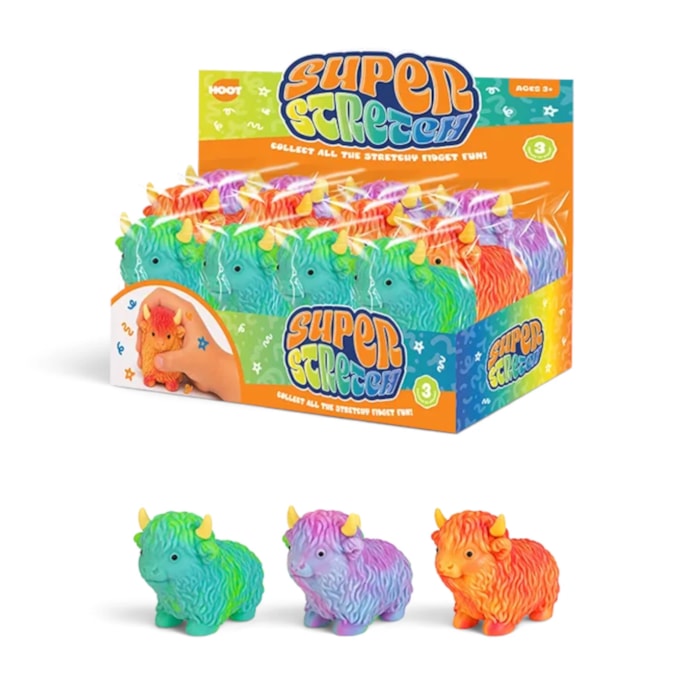 Wholesale Coloured Highland Cow Stretchy 10cm CDU | Wholesale Direct