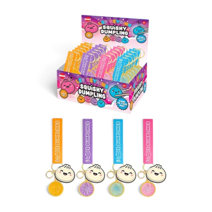 Wholesale Squishy LED Dumpling Keyring With Tag 3.5cm CDU | Wholesale Direct