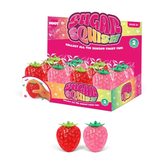 Wholesale Glitter Strawberry Sugar Filled Squishy 8cm CDU | Wholesale Direct