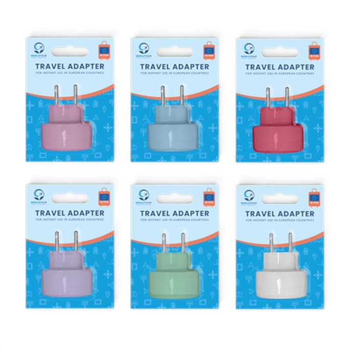 Wholesale Coloured Travel Adaptor UK to EU | Wholesale Direct