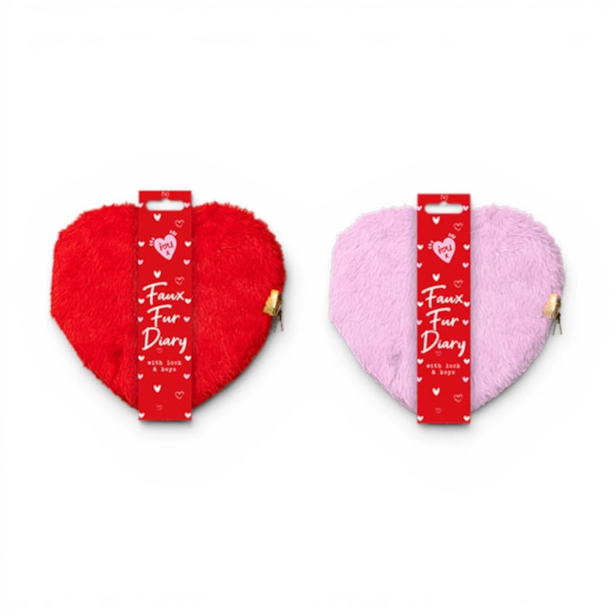 Wholesale Valentine Heart Faux Fur Diary with Lock in CDU | Wholesale Direct Wholesale Valentine Heart Faux Fur Diary with Lock in CDU | Wholesale Direct