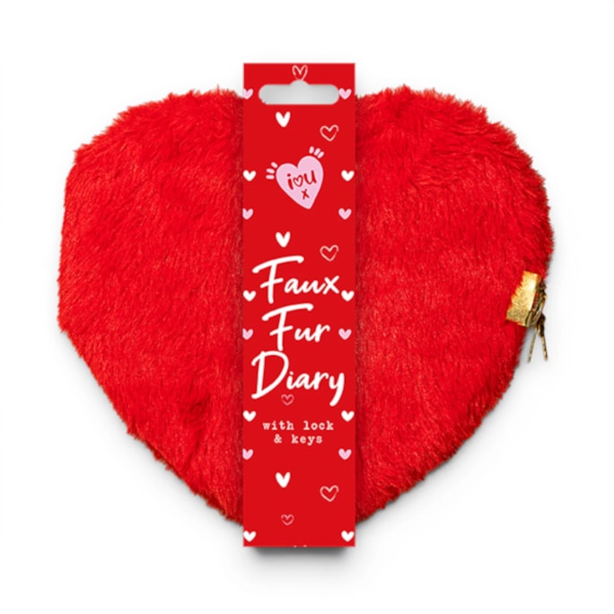 Wholesale Valentine Heart Faux Fur Diary with Lock in CDU | Wholesale Direct Wholesale Valentine Heart Faux Fur Diary with Lock in CDU | Wholesale Direct