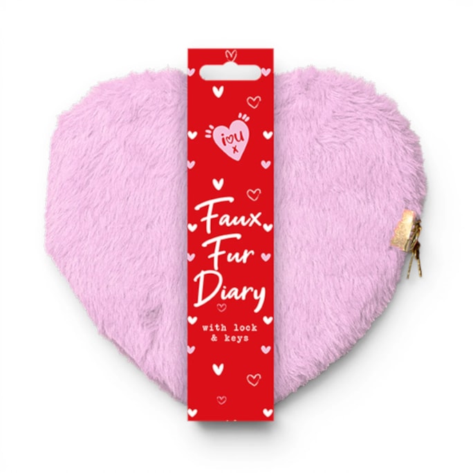 Wholesale Valentine Heart Faux Fur Diary with Lock in CDU | Wholesale Direct