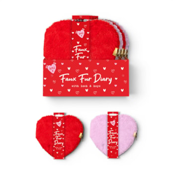 Wholesale Valentine Heart Faux Fur Diary with Lock in CDU | Wholesale Direct