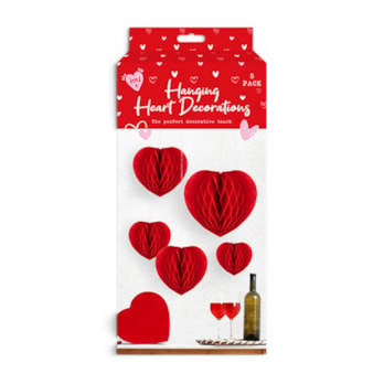 Wholesale Valentine's Honeycomb Hanging Heart Deocrations 5 Pack | Wholesale Direct