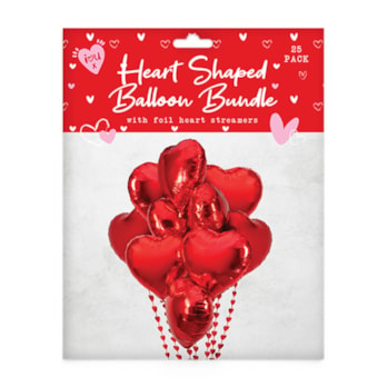 Wholesale Valentine's Heart Balloon Bundle With Streamers 12 Pack | Wholesale Direct