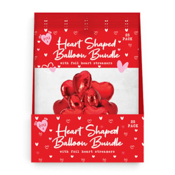 Wholesale Valentine's Heart Balloon Bundle With Streamers 12 Pack | Wholesale Direct