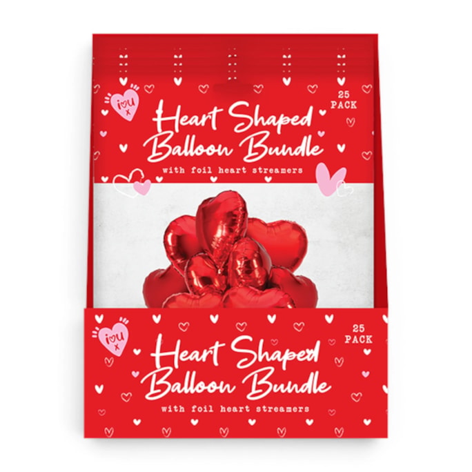 Wholesale Valentine's Heart Balloon Bundle With Streamers 12 Pack | Wholesale Direct