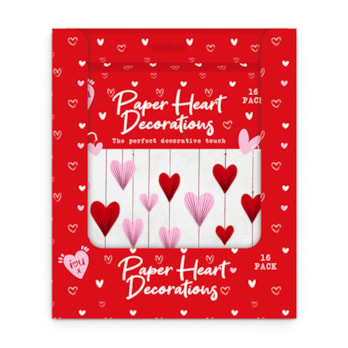 Wholesale Valentine's Paper Heart Decorations 16pk CDU | Wholesale Direct Wholesale Valentine's Paper Heart Decorations 16pk CDU | Wholesale Direct