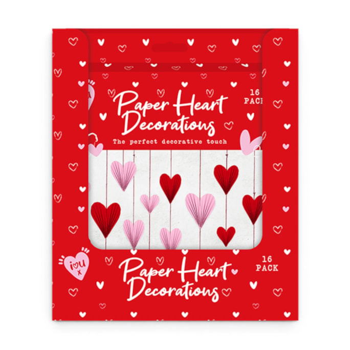 Wholesale Valentine's Paper Heart Decorations 16pk CDU | Wholesale Direct
