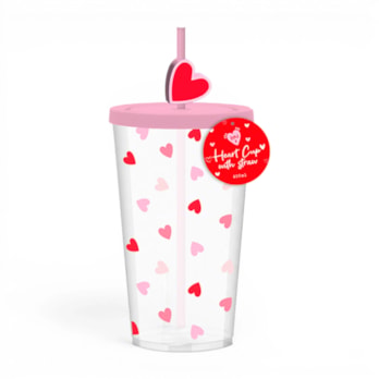Wholesale Re-usable Plastic Heart Cup with Straw | Wholesale Direct