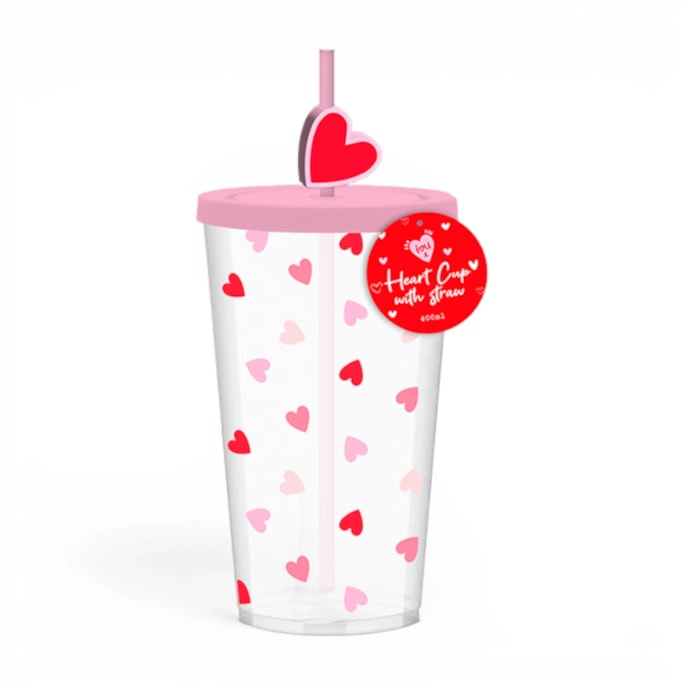 Wholesale Re-usable Plastic Heart Cup with Straw | Wholesale Direct