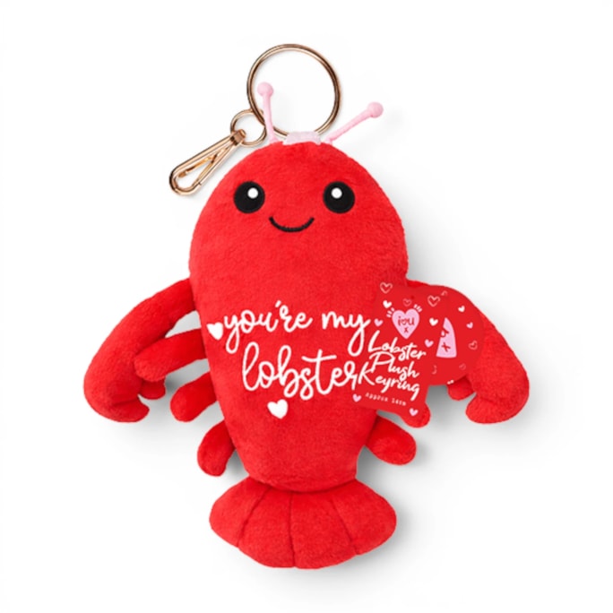 Wholesale Valentines Lobster Plush Keyring 14cm CDU | Wholesale Direct