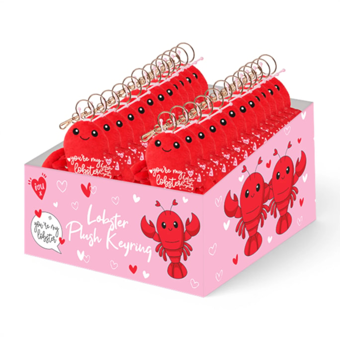 Wholesale Valentines Lobster Plush Keyring 14cm CDU | Wholesale Direct