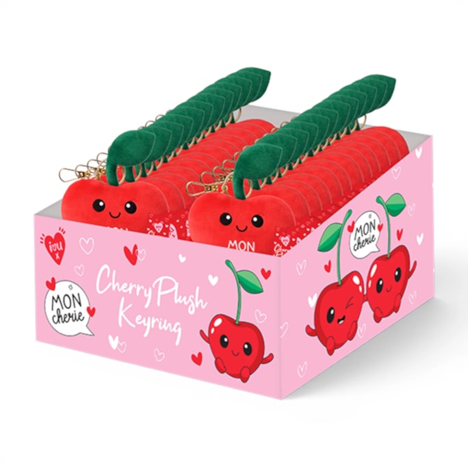 Wholesale Valentines Cherry Plush Keyring 10cm CDU | Wholesale Direct