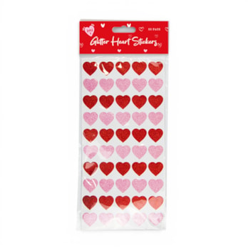 Wholesale Valentine's Glitter Heart Stickers 50pk | Wholesale Direct